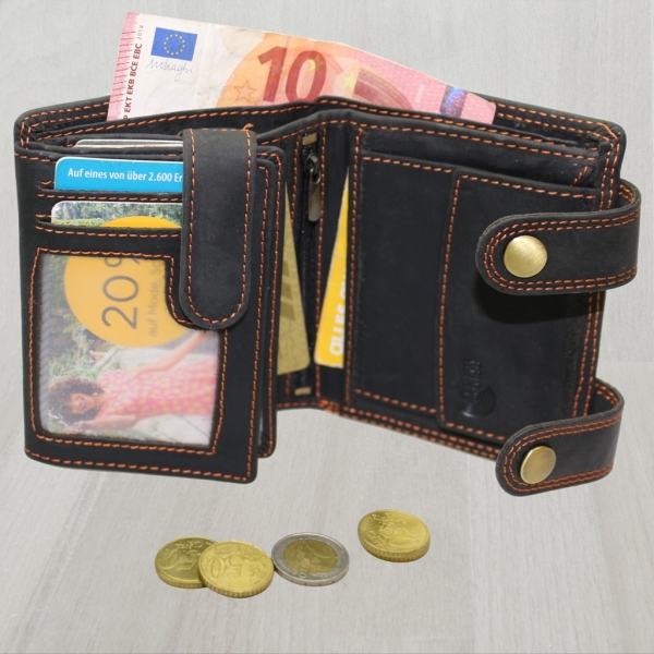 flevado Herrengeldbörse Echt Leder RFID Schutz Hochformat